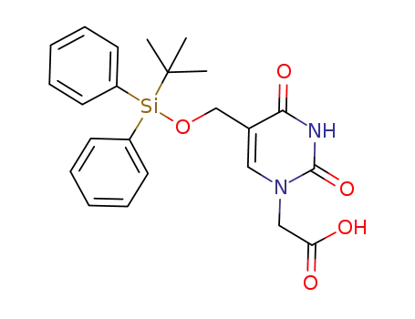 Molecular Structure of 944249-71-2 ([5-(t-butyldiphenylsilanyloxymethyl)uracil-1-yl]acetic acid)