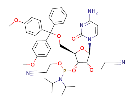 Molecular Structure of 872428-36-9 (Cytidine, 5'-O-[bis(4-methoxyphenyl)phenylmethyl]-2'-O-(2-cyanoethyl)-,
3'-[2-cyanoethyl bis(1-methylethyl)phosphoramidite])