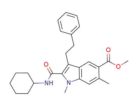 methyl 2-(cyclohexylcarbamoyl)-1,6-dimethyl-3-phenethyl-1H-indole-5-carboxylate