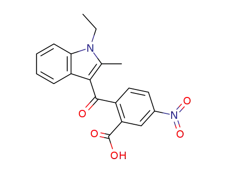Molecular Structure of 54574-49-1 (Benzoic acid, 2-[(1-ethyl-2-methyl-1H-indol-3-yl)carbonyl]-5-nitro-)