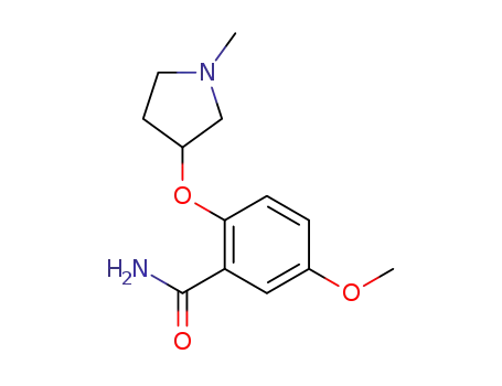 Molecular Structure of 91832-81-4 (Benzamide, 5-methoxy-2-[(1-methyl-3-pyrrolidinyl)oxy]-)