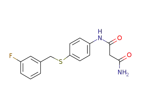 Molecular Structure of 630412-96-3 (Propanediamide, N-[4-[[(3-fluorophenyl)methyl]thio]phenyl]-)