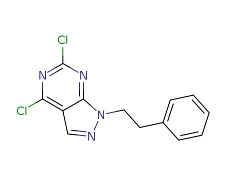 Molecular Structure of 443107-21-9 (4,6-dichloro-1-phenethyl-1H-pyrazolo[3,4-d]pyrimidine)