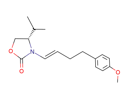 Molecular Structure of 1015476-65-9 ((S)-4-isopropyl-3-[(E)-4-(4-methoxyphenyl)-but-1-enyl]-oxazolidin-2-one)