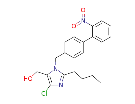 Molecular Structure of 124750-43-2 (2-butyl-4-chloro-5-(hydroxymethyl)-1-<(2'-nitrobiphenyl-4-yl)methyl>imidazole)