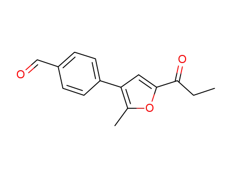 Molecular Structure of 1160843-99-1 (4-(2-methyl-5-propionylfuran-3-yl)benzaldehyde)