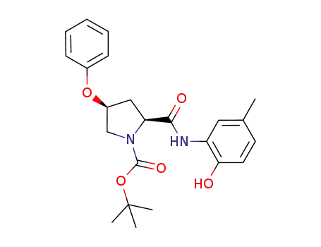 Molecular Structure of 1133717-69-7 (N-1-Boc-cis-4-phenoxy-L-(5-methyl-2-hydroxyphenyl)pyrrolidine-2-carboxamide)
