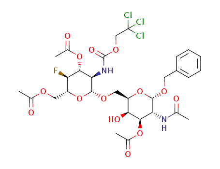 benzyl 6-O-[2-(2,2,2-trichloroethoxycarbonylamino)-2,4-dideoxy-4-fluoro-3,6-di-O-acetyl-β-D-glucopyranosyl]-2-acetamido-2-deoxy-3-O-acetyl-α-D-galactopyranoside