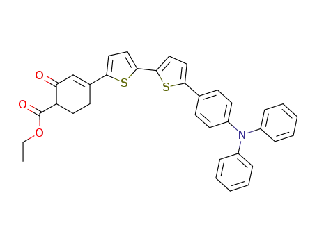Molecular Structure of 1096156-12-5 (Ethyl 4-(5'-(4-(diphenylaMino)phenyl)-[2,2'-bithiophen]-5-yl)-2-oxocyclohex-3-enecarboxylate)