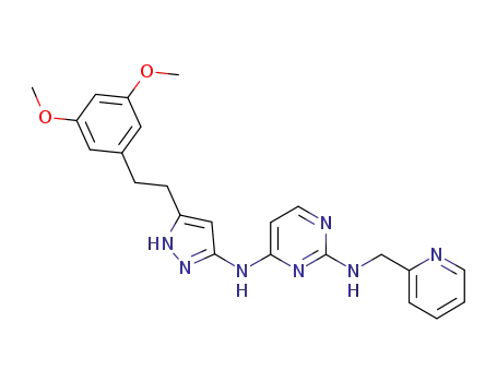 N'-[5-[2-(3,5-dimethoxyphenyl)ethyl]-1H-pyrazol-3-yl]-N-(pyridin-2-ylmethyl)pyrimidine-2,4-diamine