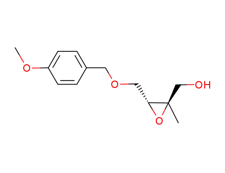 Molecular Structure of 170421-35-9 (Oxiranemethanol, 3-[[(4-methoxyphenyl)methoxy]methyl]-2-methyl-,
(2R,3R)-)