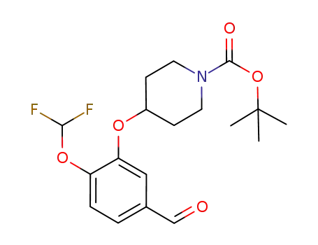 Molecular Structure of 1093411-52-9 (4-(2-difluoromethoxy-5-formylphenoxy)piperidine-1-carboxylic acid tert-butyl ester)