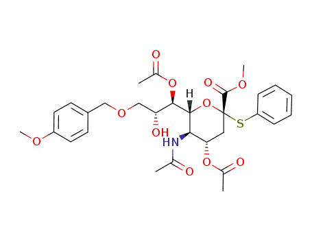 methyl [phenyl 5-acetamido-9-O-(p-methoxybenzyl)-3,5-dideoxy-4,7-di-O-acetyl-2-thio-D-glycero-α-D-galacto-non-2-ulopyranoside]onate