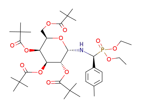 Molecular Structure of 141331-17-1 (2,2-Dimethyl-propionic acid (2S,3R,4S,5S,6R)-2-{[(S)-(diethoxy-phosphoryl)-p-tolyl-methyl]-amino}-3,5-bis-(2,2-dimethyl-propionyloxy)-6-(2,2-dimethyl-propionyloxymethyl)-tetrahydro-pyran-4-yl ester)