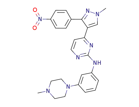 4-[1-methyl-3-(4-nitro-phenyl)-1H-pyrazol-4-yl]-N-[3-(4-methyl-piperazin-1-yl)phenyl]-pyrimidin-2-amine