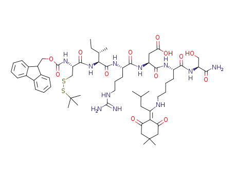 Fmoc-Cys(SS-t-Bu)-Ile-Arg-Asp-Lys(ivDde)-Ser-NH<sub>2</sub>