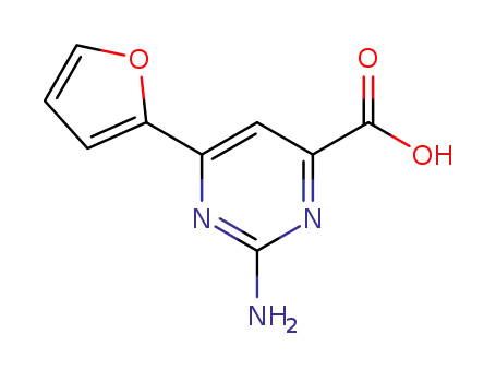 Molecular Structure of 863548-28-1 (4-Pyrimidinecarboxylic acid, 2-amino-6-(2-furanyl)-)
