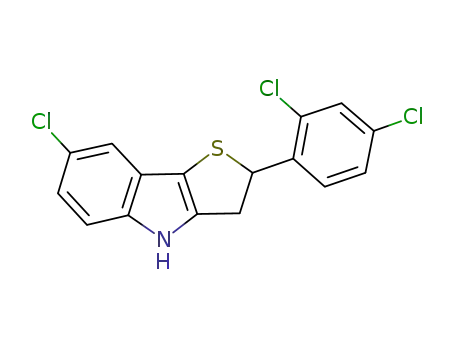Molecular Structure of 1171818-82-8 (7-chloro-2-(2,4-dichlorophenyl)-3,4-dihydro-2H-thieno[3,2-b]indole)