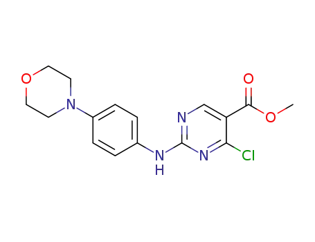 Molecular Structure of 909562-73-8 (5-Pyrimidinecarboxylic acid,
4-chloro-2-[[4-(4-morpholinyl)phenyl]amino]-, methyl ester)