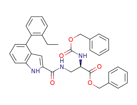 (R)-2-benzyloxycarbonylamino-3-{[4-(2-ethyl-phenyl)-1H-indole-2-carbonyl]amino}propionic acid benzyl ester