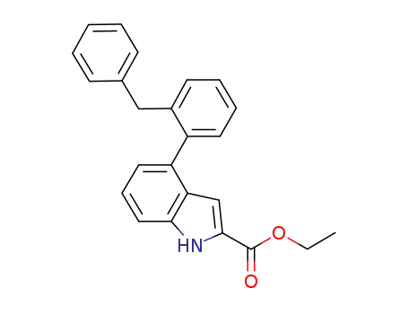 Molecular Structure of 1182349-21-8 (ethyl 4-(2-benzylphenyl)-1H-indole-2-carboxylate)