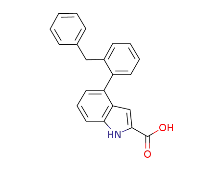 Molecular Structure of 1182349-22-9 (4-(2-benzylphenyl)-1H-indole-2-carboxylic acid)