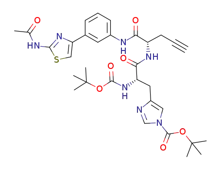 N-[2-N-acetylamino-4-(3-aminophenyl)thiazole]-[Nα,N<sub>imidazole</sub>(di-tert-butoxycarbonyl)]histidylglycinamide