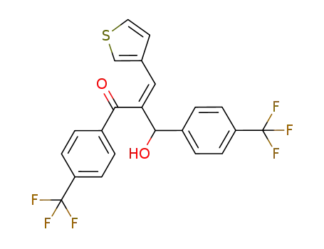 Molecular Structure of 1184872-86-3 ((Z)-2-(hydroxy(4-(trifluoromethyl)phenyl)methyl)-3-(thiophen-3-yl)-1-(4-(trifluoromethyl)phenyl)prop-2-en-1-one)