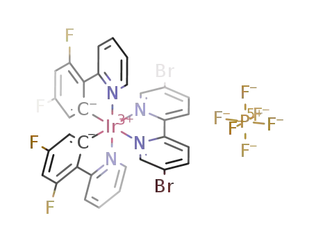 Molecular Structure of 1185464-48-5 ([Ir(2-(2,4-difluorophenyl)pyridine(-1H))2(5,5'-dibromo-2,2'-bipyridine)][PF<sub>6</sub>])