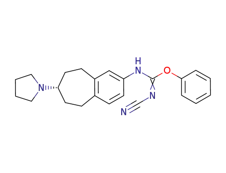 Molecular Structure of 1037627-96-5 (phenyl (S)-N'-cyano-N-(7-(pyrrolidin-1-yl)-6,7,8,9-tetrahydro-5H-benzo[7]annulene-2-yl)carbamimidate)