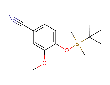 Molecular Structure of 1245744-72-2 (4-(tert-butyldimethylsilyloxy)-3-methoxybenzonitrile)