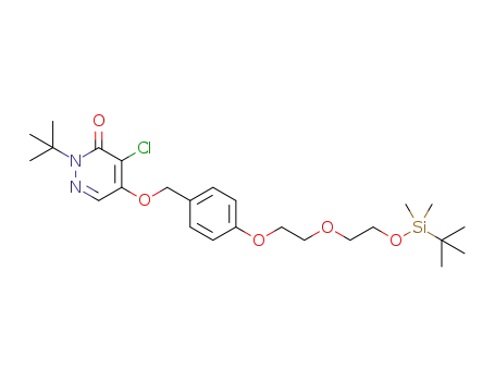 Molecular Structure of 1194054-62-0 (2-tert-butyl-5-{4-[2-(2-(tert-butyldimethylsiloxy)ethoxy)ethoxy]benzyloxy}-4-chloro-2H-pyridazin-3-one)