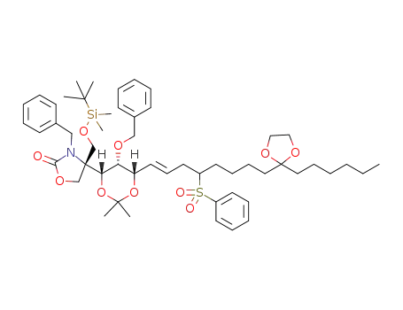 (4R)-3-benzyl-4-[(1'R,2'R,3'S,7'SR,4'E)-2'-(benzyloxy)-12',12'-ethylenedioxy-1',3'-(isopropylidenedioxy)-7'-(phenylsulfonyl)octadec-4'-enyl]-4-[(tert-butyldimethylsilyloxy)methyl]oxazolidin-2-one