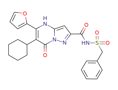 Molecular Structure of 632365-45-8 (Pyrazolo[1,5-a]pyrimidine-2-carboxamide,
6-cyclohexyl-5-(2-furanyl)-4,7-dihydro-7-oxo-N-[(phenylmethyl)sulfonyl]-)
