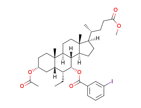 methyl 3α-acetoxy-6α-ethyl-7α-(3'-iodobenozyl)oxy-5β-cholan-24-oate
