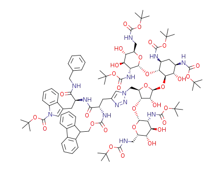 1,3,2',6',2''',6'''-hexa-N-(tert-butoxycarbonyl)-5''-deoxy-5''-(4-(β-alanyl(Fmoc)-Trp(Boc)-NHBn)-[1,2,3]-triazol-1-yl)-neomycin