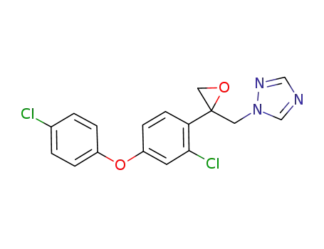 Molecular Structure of 930581-43-4 (1-((2-(2-chloro-4-(4-chlorophenoxy)phenyl)oxiran-2-yl)methyl)-1H-1,2,4-triazole)