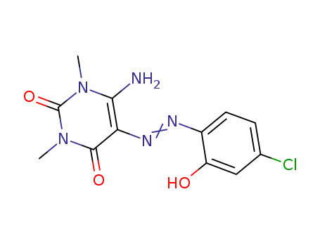 Molecular Structure of 1242060-36-1 (6-amino-1,3-dimethyl-5-[(4-chloro-2-hydroxyphenyl)diazenyl]uracil)