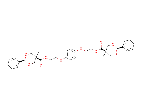 Molecular Structure of 1257583-47-3 (1,4-bis(2-((cis-5-methyl-r-2-phenyl-1,3-dioxan-5-yl)methanoyloxy)ethoxy)benzene)
