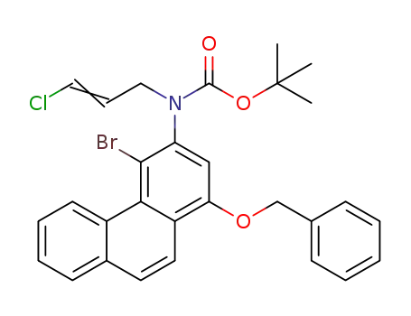 Molecular Structure of 1187567-15-2 (3-[N-(tert-butyloxycarbonyl)-N-(3-chloroprop-2-en-1-yl)amino]-1-(benzyloxy)-4-bromophenanthrene)