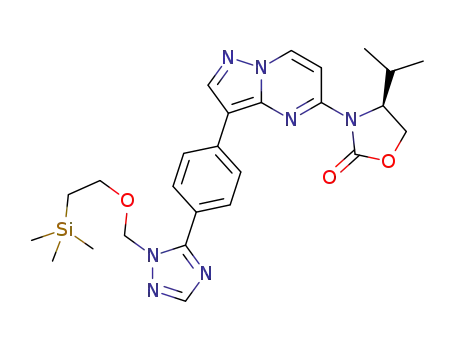 (S)-4-isopropyl-3-(3-(4-(1-((2-(trimethylsilyl)ethoxy)methyl)-1H-1,2,4-triazol-5-yl)phenyl)pyrazolo[1,5-a]pyrimidin-5-yl)oxazolidin-2-one