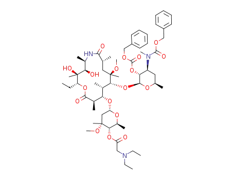 3'-N-demethyl-4-O-(2-diethylaminoethanoyl)-2'-O-3'-N-di-{[(phenylmethyl)oxy]carbonyl}-6-O-methyl-9a-aza-9a-homoerythromycin A