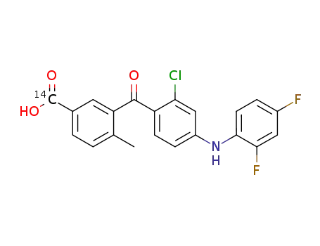 3-[2-chloro-4-(2,4-difluorophenylamino)-benzoyl]-4-methylbenzoic acid-[carbonyl-14C]