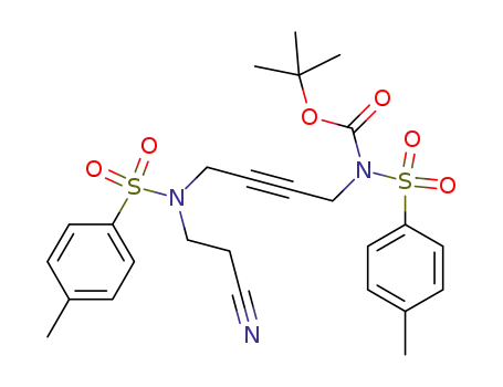 Molecular Structure of 1238279-17-8 (N,N'-bis[(4-methylphenyl)sulfonyl]-N-(tert-butyloxycarbonyl)-N'-(2-cyanoethyl)-2-butyne-1,4-diamine)