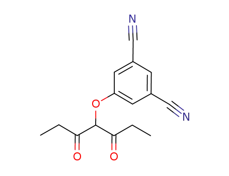 Molecular Structure of 473924-01-5 (5-(2-oxo-1-propanoyl-butoxy)benzene-1,3-dicarbonitrile)
