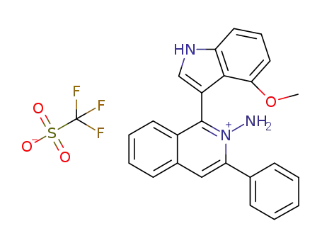 Molecular Structure of 1198746-32-5 (1-(4-methoxyindol-3-yl)-2-amino-3-phenylisoquinolinium triflate)
