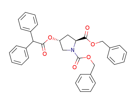 Molecular Structure of 1256282-35-5 ((2S,4R)-dibenzyl 4-(2,2-diphenylacetoxy)pyrrolidine-1,2-dicarboxylate)