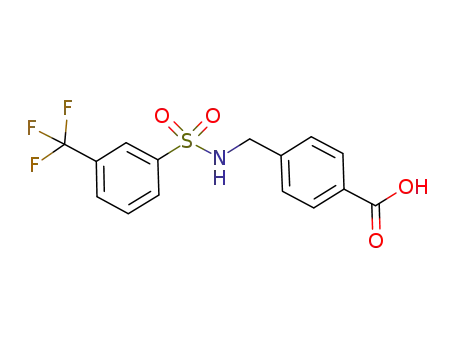 Molecular Structure of 690645-93-3 (4-[(([3-(TRIFLUOROMETHYL)PHENYL]SULFONYL)AMINO)METHYL]BENZOIC ACID)