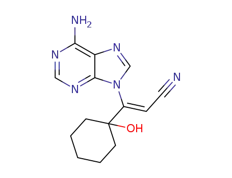 Molecular Structure of 1218924-53-8 ((Z)-3-(6-amino-9H-purin-9-yl)-3-(1-hydroxycyclohexyl)-2-propenenitrile)