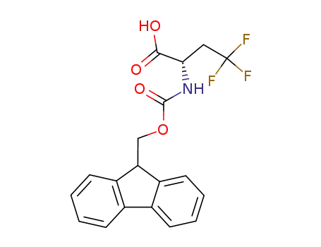 Molecular Structure of 2044711-52-4 ((R)-2-((((9H-fluoren-9-yl)methoxy)carbonyl)amino)-4,4,4-trifluorobutanoic acid)